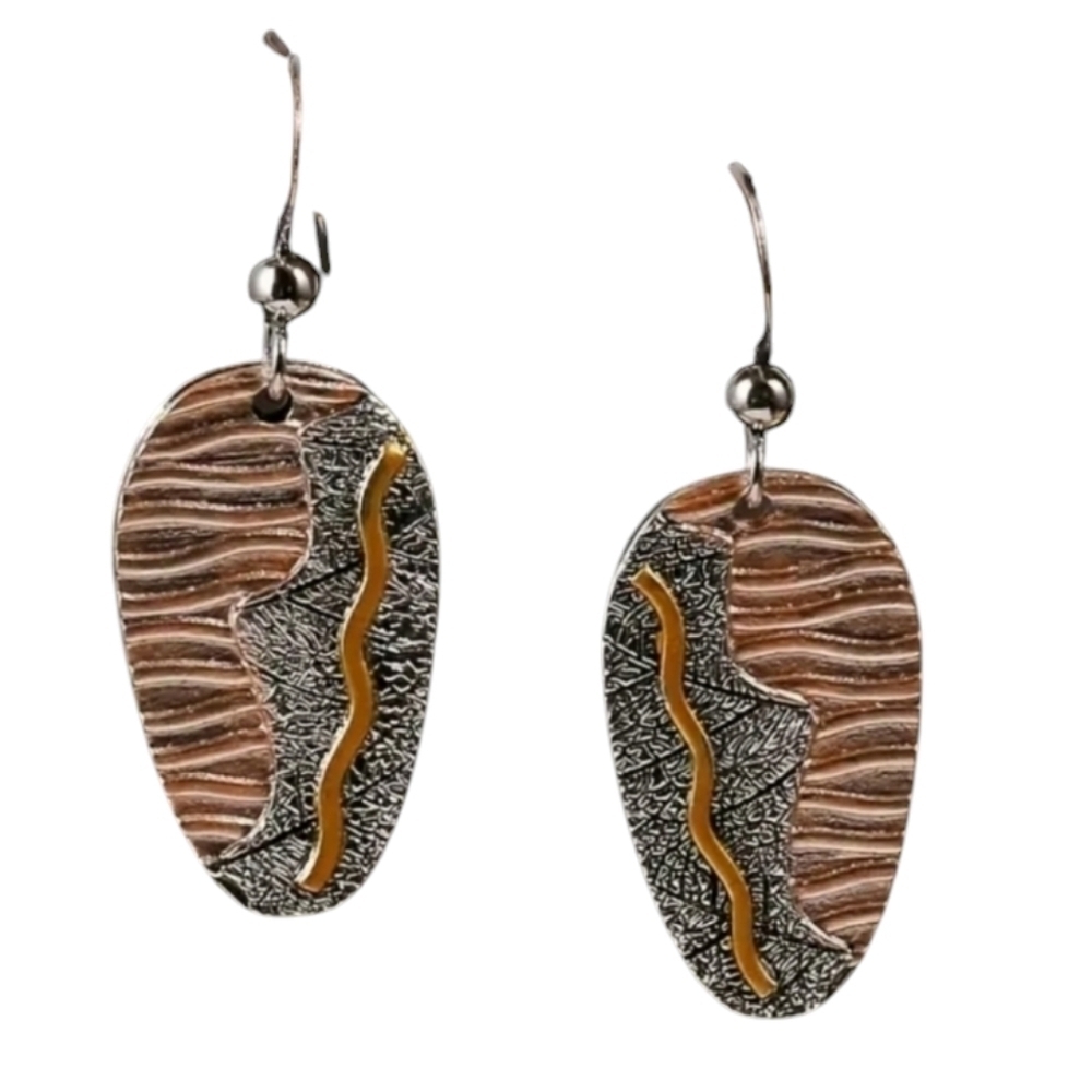 🦋 Retro Oval Bicolor Gold plated Women's Hook Dangle Earrings